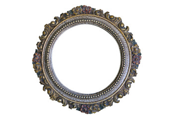 Antique round frame isolated on white
