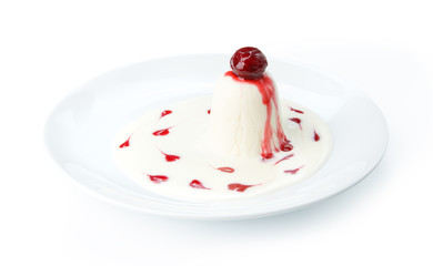 Restaurant food isolated - panna cotta dessert