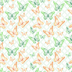 Colorful Butterflies Seamless Pattern. Vector Illustration