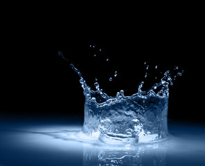Water splash in black