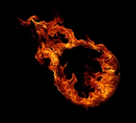 Peel and stick wall murals Flame Ring of fire in black background