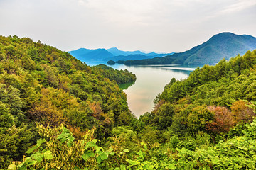 Mountains and lake landscape in Korea