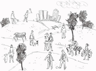 Obraz premium People in Park