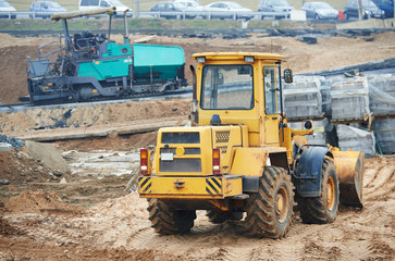 Fototapeta na wymiar construction earthmoving works with loader