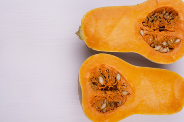 Pumpkin on the white wood