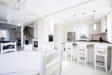 Fototapeta na wymiar Interior of modern kitchen in apartment