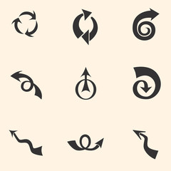 Set of black universal arrows and symbols.