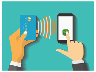 Flat design style vector illustration. Smartphone with processin