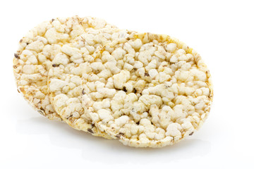 Corn crackers on the isolated white background.