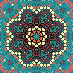 Green mandala. Vintage vector art