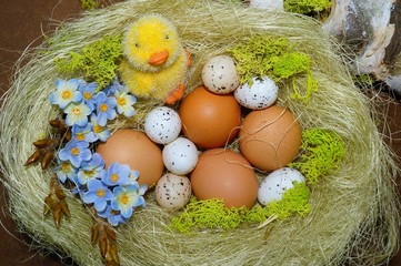 Fototapeta na wymiar Easter composition - Easter eggs