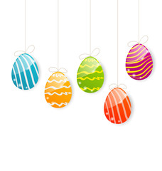 Easter colorful eggs on white background