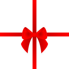 Red bow and ribbon on white background