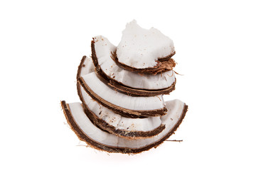Coconut Slices Stacked Isolated on White