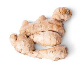 Entire ginger root top view reverse