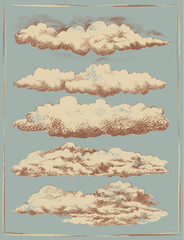 Vintage Cloud Background Vector Set - 78671343