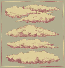 Vintage Cloud Background Vector Drawings - 78671344