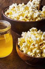 Healthy Buttered Popcorn with Salt in a Bowl