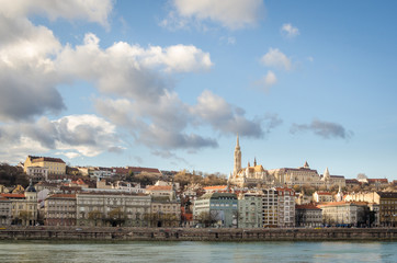 Fototapeta na wymiar Budapest, view on Danube and Buda with Matthias Church