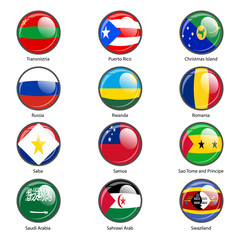 Set circle icon  Flags of world sovereign states. Vector illustr