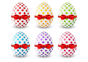 Set of Easter eggs on white