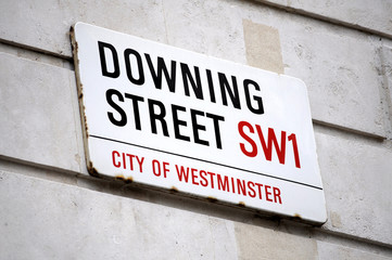 Street sign of Downing street in London