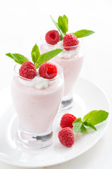 creamy jelly with raspberries