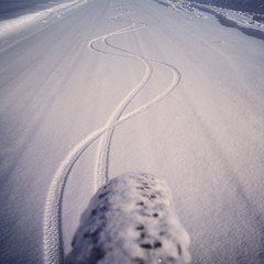 karlı havada bisiklet izleri