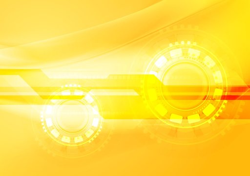 Abstract Yellow Wavy Tech Background