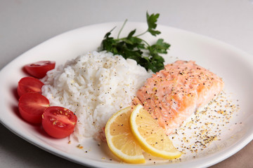 salmon steak with