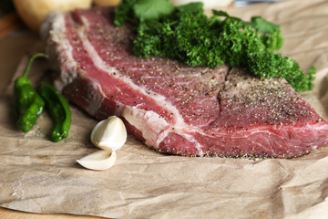 Raw meat on a cutting board