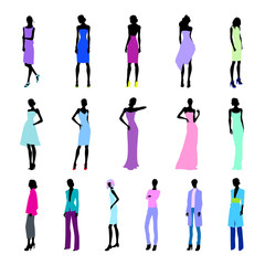 Set of colored high fashion women