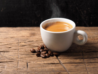 Cup of hot espresso coffee