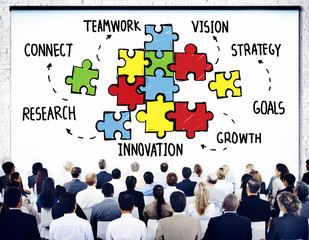 Teamwork Team Connection Strategy Partnership Puzzle Concept