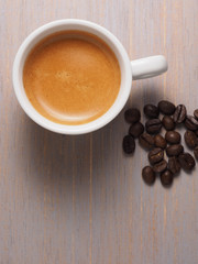 Cup of hot espresso coffee