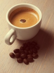 Cup of hot espresso coffee