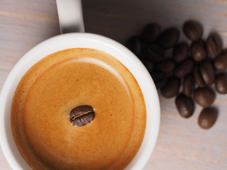 Cup of hot espresso coffee