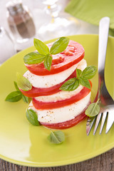 tomato, mozzarella and basil