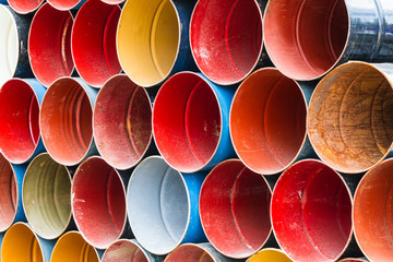 Front view of colorful oil tank .
