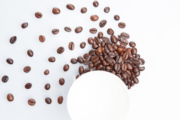 coffee beans with coffee cup