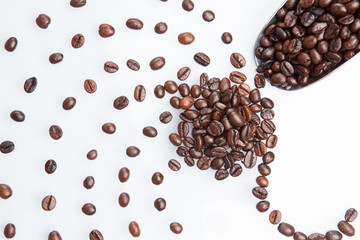 Coffee beans with metal scoop