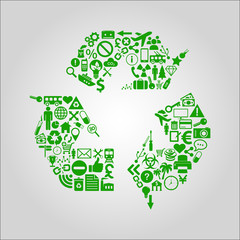 Recycling concept illustration - recycle sign made of icons