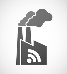 Factory icon with a RSS feed sign