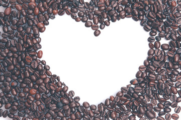 coffee beans with white heart