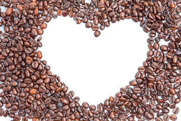 coffee beans with white heart