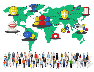 Obraz premium Social Network Sharing Global Communications Connection Concept