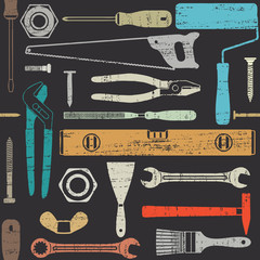 Scratched seamless pattern with various hand tools 1 - 78682585