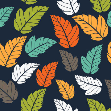 Colored pattern on leaves theme. Autumn pattern with leaves.Can