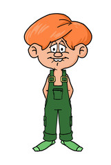 Little kid is standing in front of us.