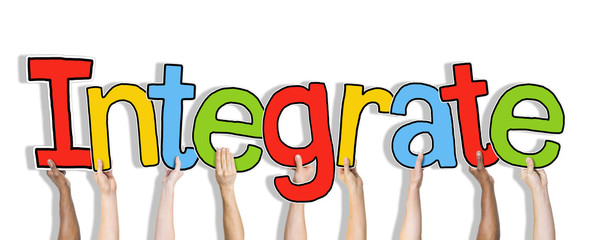 Group of Hands Holding Word Integrate Concept